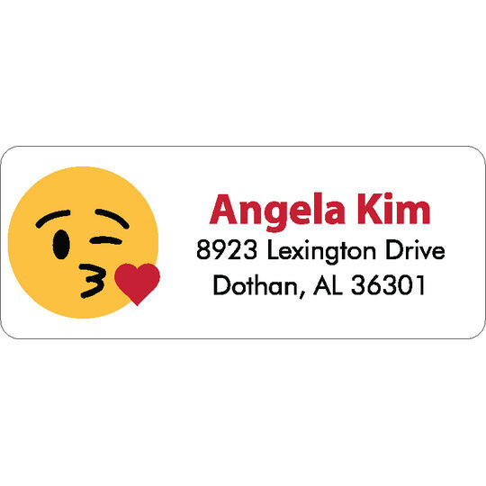 Kisses Emoji Return Address Labels in a Jar